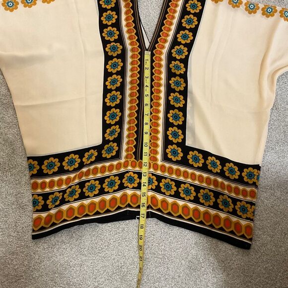 NWT Rose & Olive Boho Floral Print Kimono Blouse peach brown blue orange - Picture 3 of 8